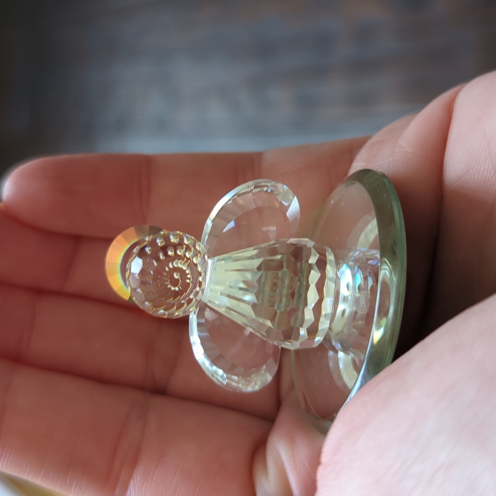 SWAROVSKI I Vintage Retired Mini Angel on Mirror ZOO Collection Crystal Figurine